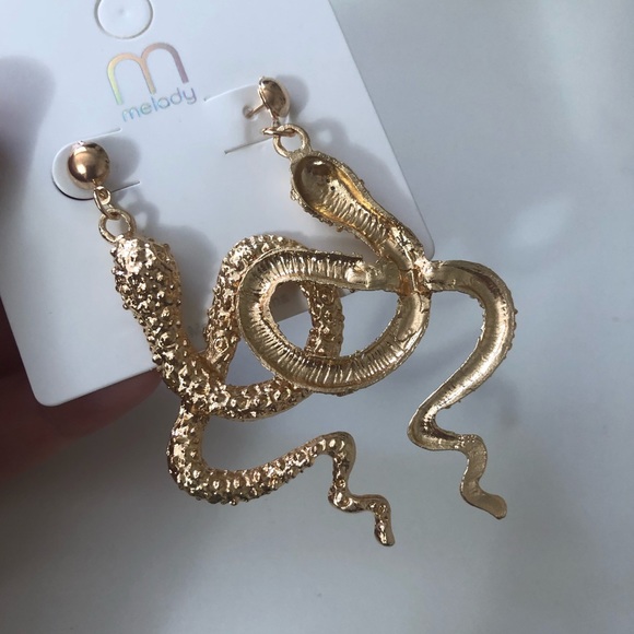 Gold snake earrings - Picture 5 of 6